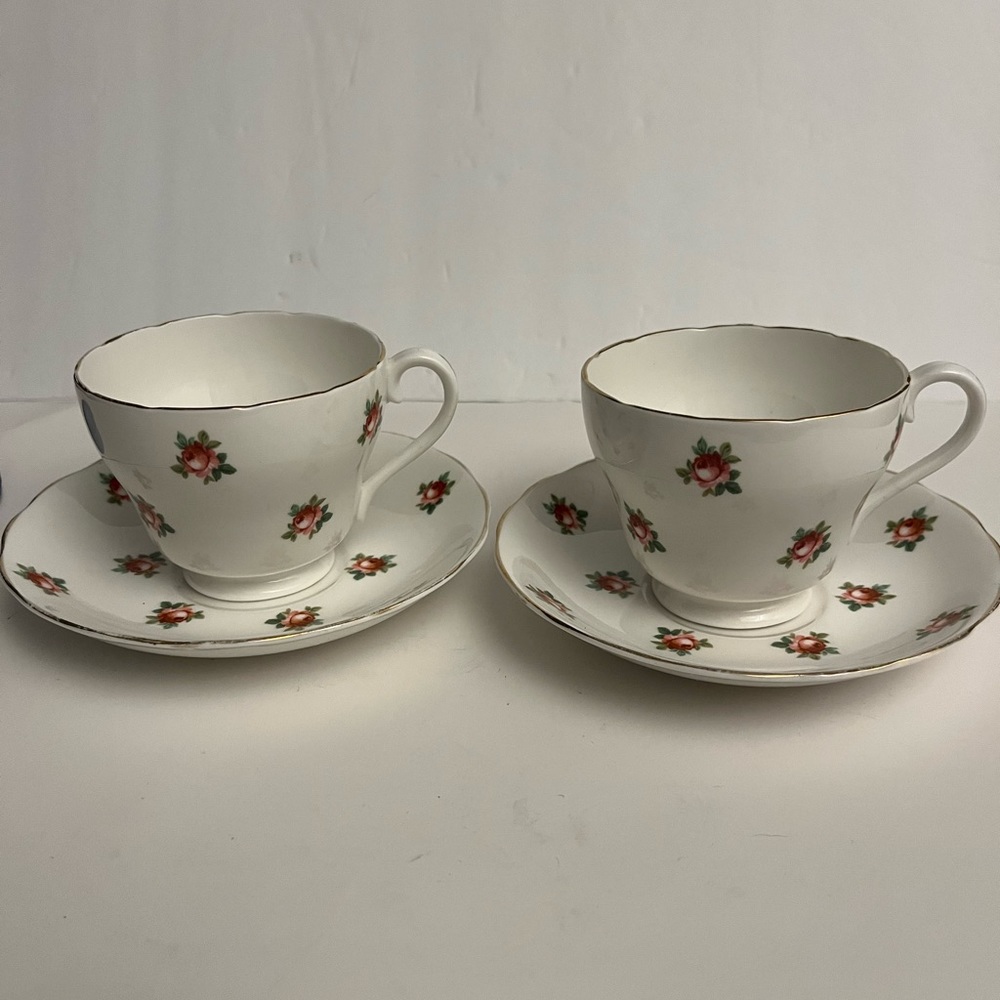 Royal Adderley England Floral Bone China Miniature. 2 Cup and Saucer - Picture 1 of 2